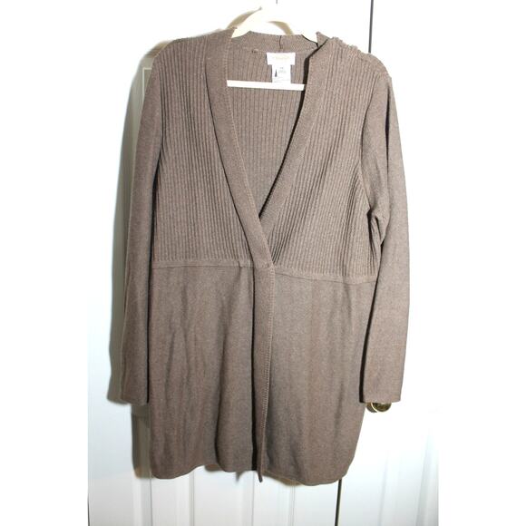 Talbots Woman Brown Cotton/Alpaca Blend Wrap Front Cardigan sz 2X - Picture 1 of 4